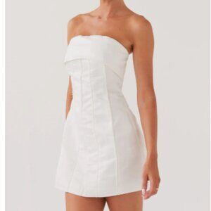 Bombshell Tube Mini Dress - White Pearl